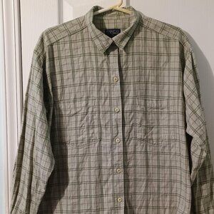 Patagonia/Button Down Shirt/Womens/Large/Olive Plaid/Organic